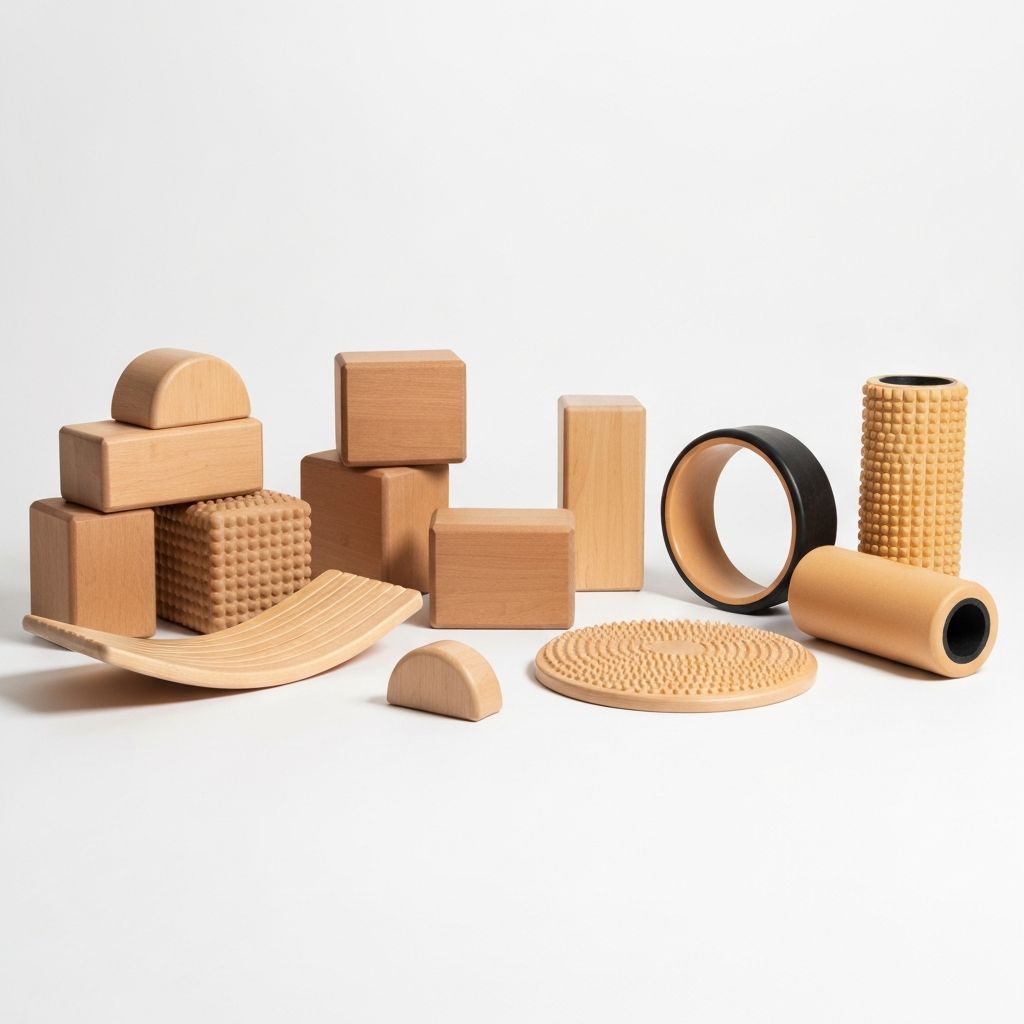 Yoga-Blöcke und Balance-Elemente